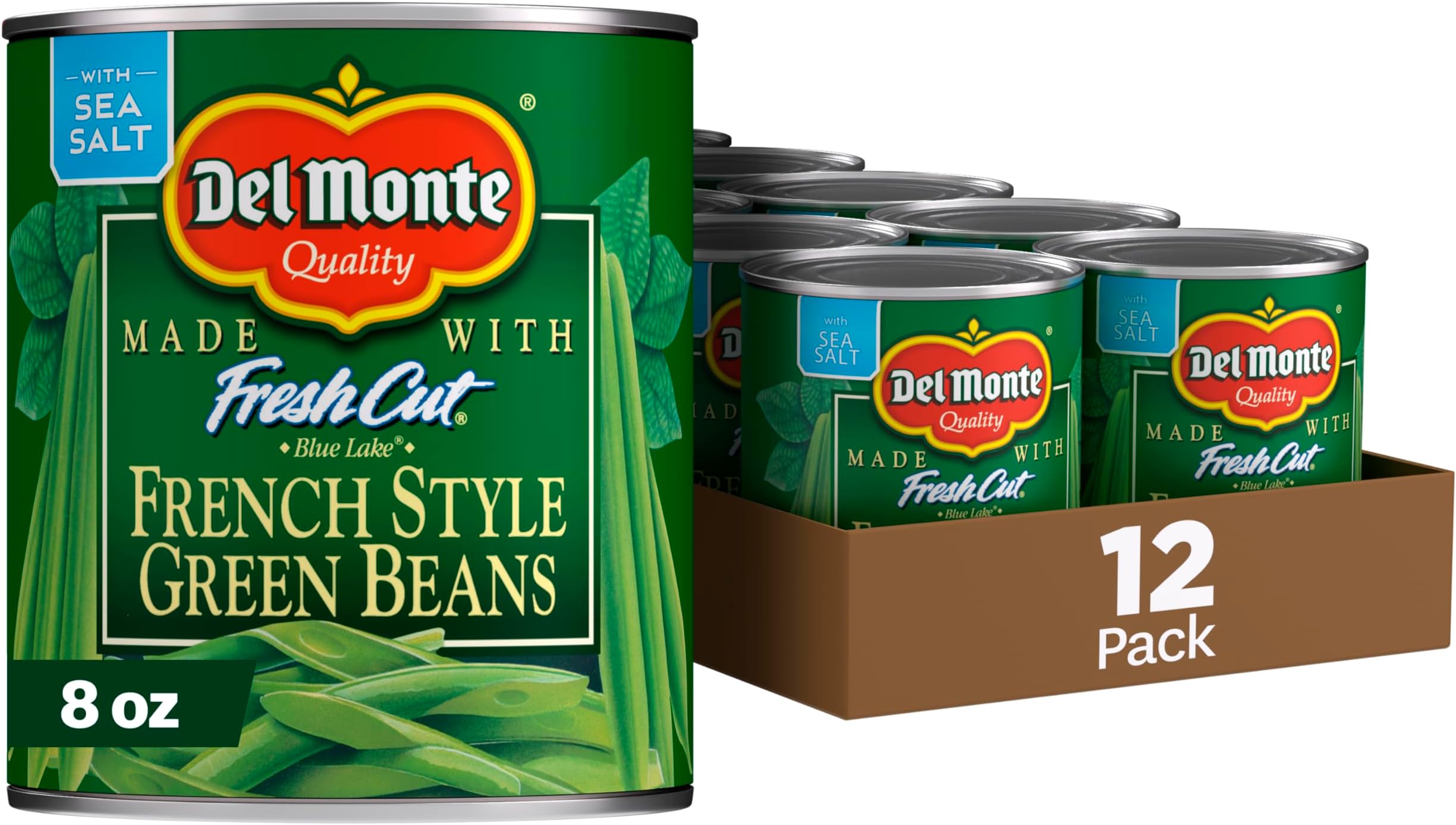 Del Monte Canned Fresh Cut French Style Green Beans, 8 Ounce (Pack of 12)