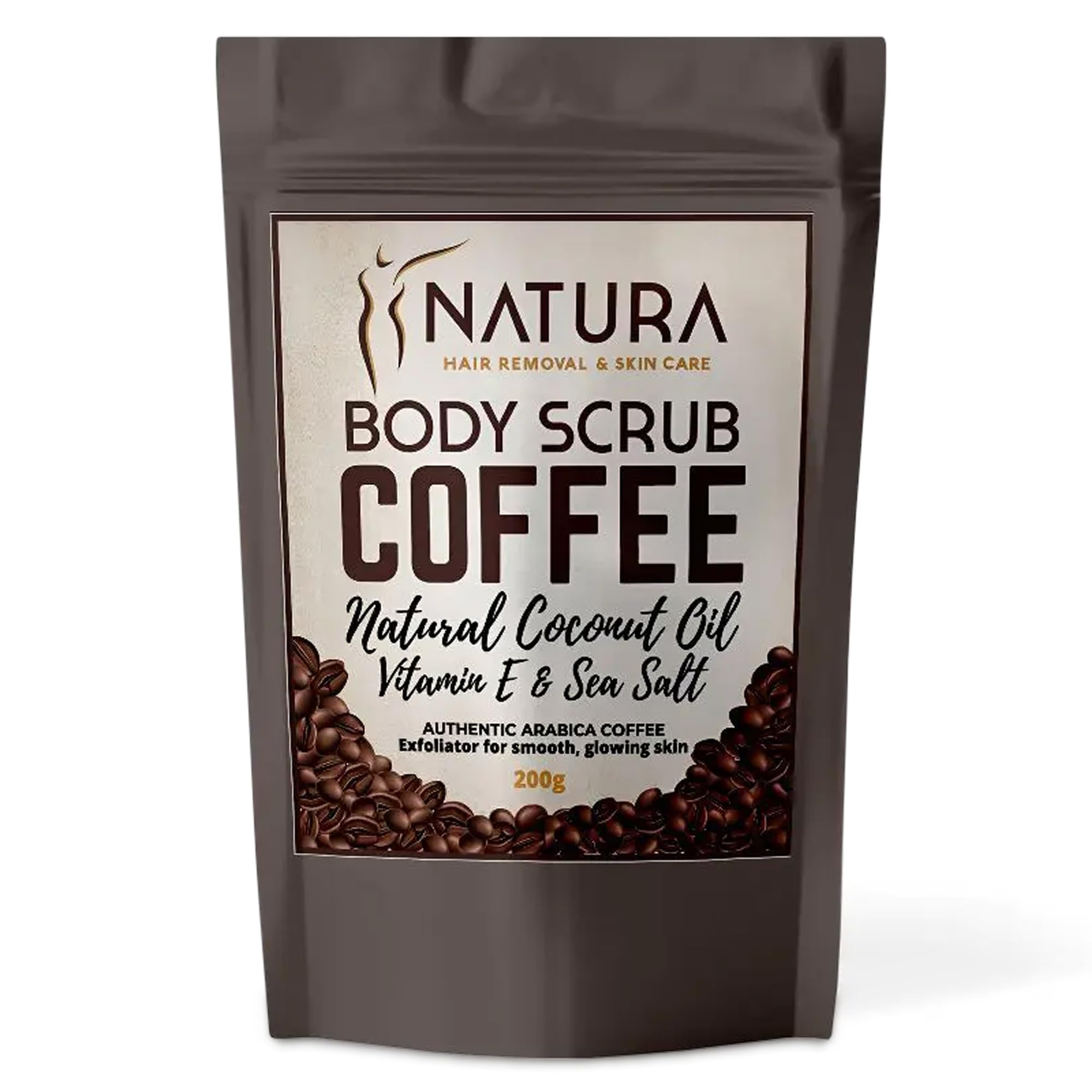 Natura Spa Coffee Body Scrub with Coconut Oil & Vitamin E – Natural Exfoliator for Smooth, Glowing Skin – Reduces Cellulite, Boosts Circulation & Improves Elasticity – Face, Body & Foot, 200g