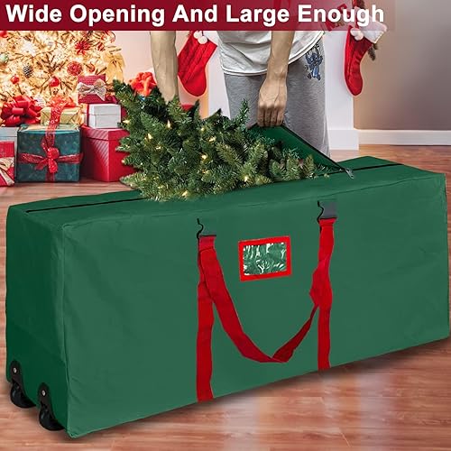 Miniatura 6 de Extra grande y 2 ruedas Bolsa de almacenamiento para árbol de Navidad con ruedas de 9 pies, árbol desmontado de 65 x 15 x 30 pulgadas, 600D Oxford