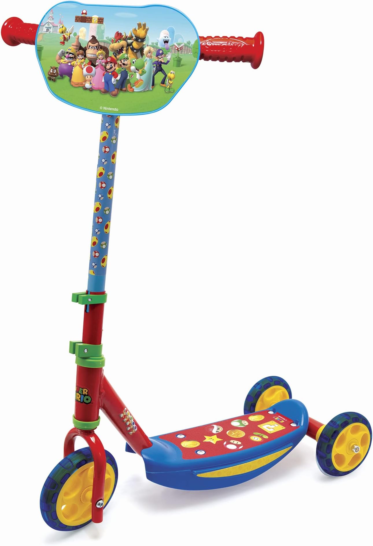 Super Mario - Patinette 3 roues silencieuses - Strucure métale - Petite trottinette avec guidon réglable