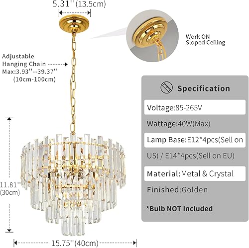 Miniatura 9 de Lámpara de araña de cristal, estilo moderno, apilada, luz de cristal, adecuada para colgar candelabros en pasillos, salas de estar e islas de