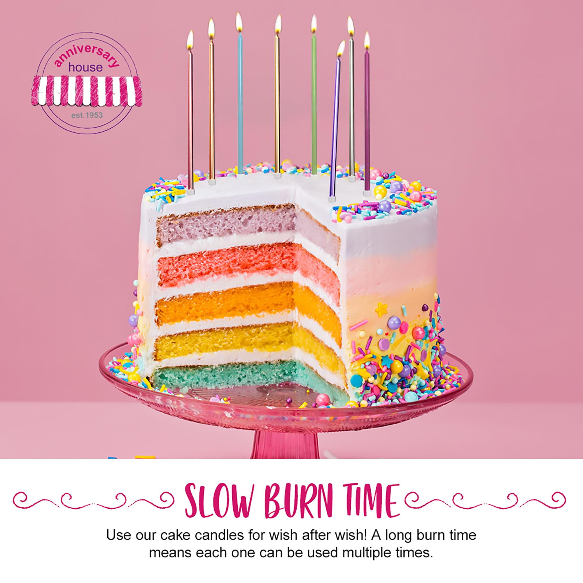 AZWOOD Lot de 16 bougies d'anniversaire pour gâteau - Couleur arc-en-ciel - Pour décoration d'anniversaire - Bougies longues - Pour anniversaire, mariage, baby shower