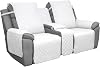 Easy-Going Loveseat Recliner Cover with Console, Reversible Couch Cover for Living Room, Split Sofa Cover for Each Seat with Elastic Straps for Kids, Dogs, Pets(2 Seater, Dark Blue/Light Blue)