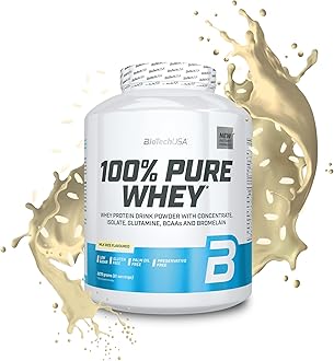 BioTechUSA 100% Pure Whey | Protein Powder with BCAA and Glutamine | Gluten-Free, Palm Oil Free | 21g Protein per Serving, 2.27 kg, Milk Rice