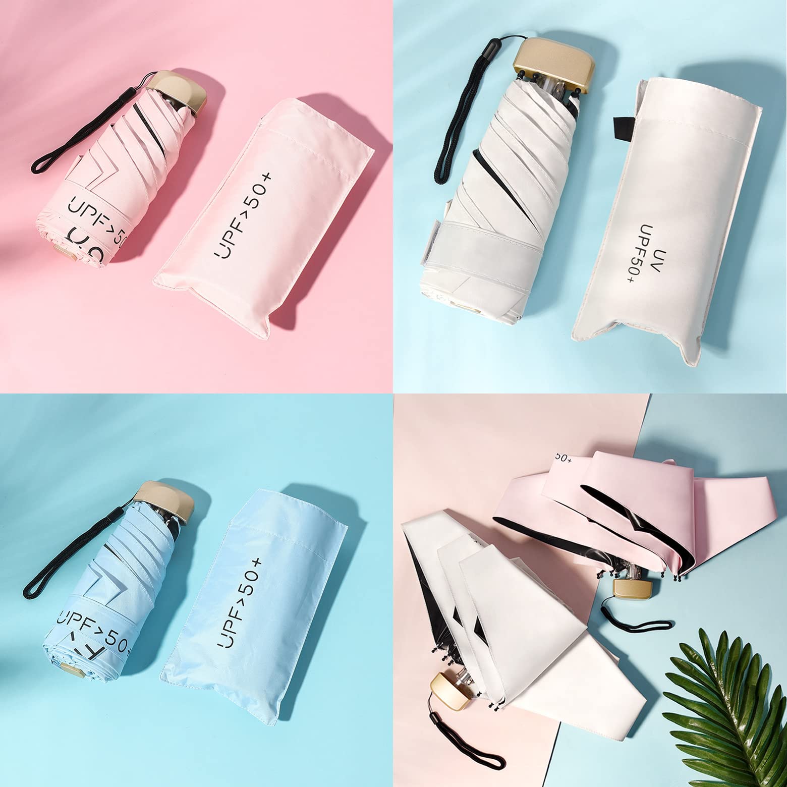 ZOCONE Mini Ombrello da Viaggio, Mini Ombrello Ultraleggero Portatile Compatto Ombrello Pieghevole Ombrello da Viaggio, 99% UV Resistenza & 100% Impermeabile(Pink)