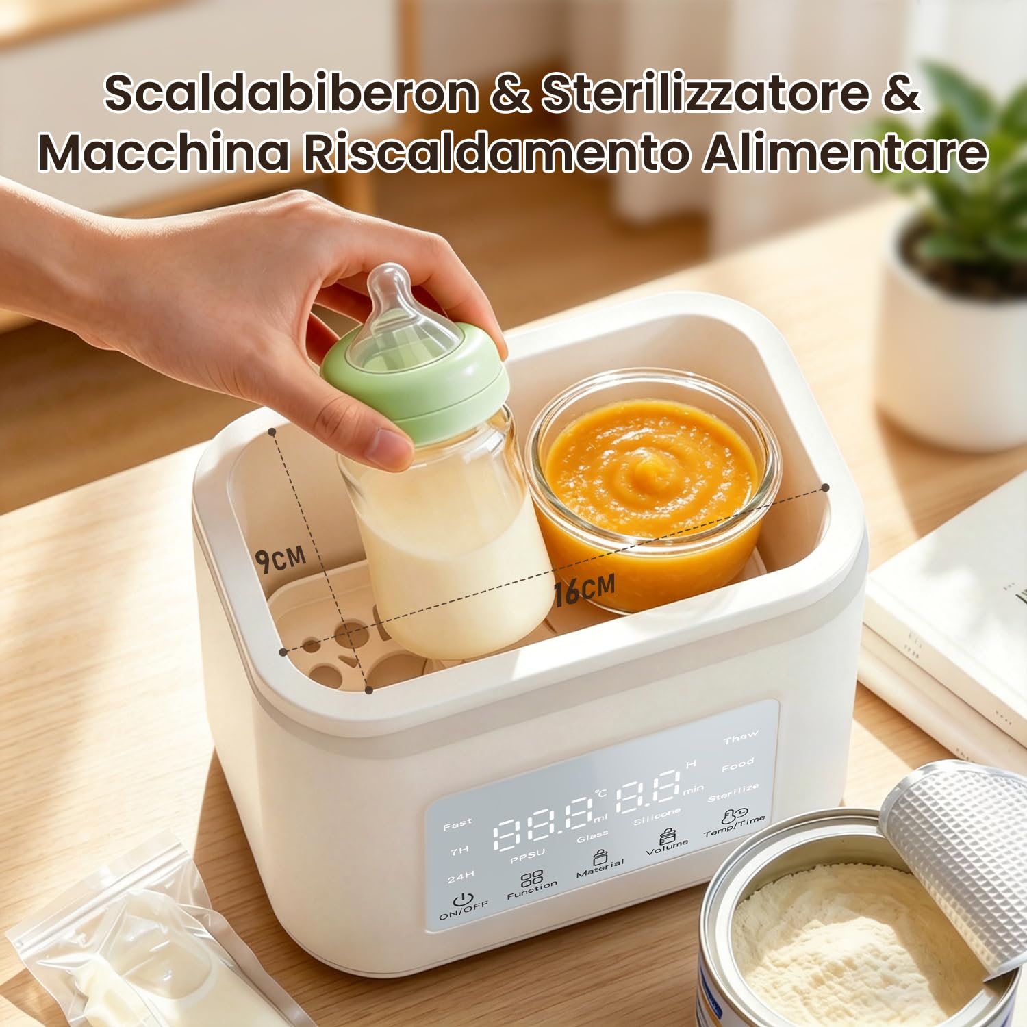 Scaldabiberon e Sterilizzatore Biberon 10 in 1,Scalda biberon e Scalda Pappa 230W Riscaldamento Rapido e Sbrinamento,con Display LCD,Timer,Mantiene il Calore,Senza BPA