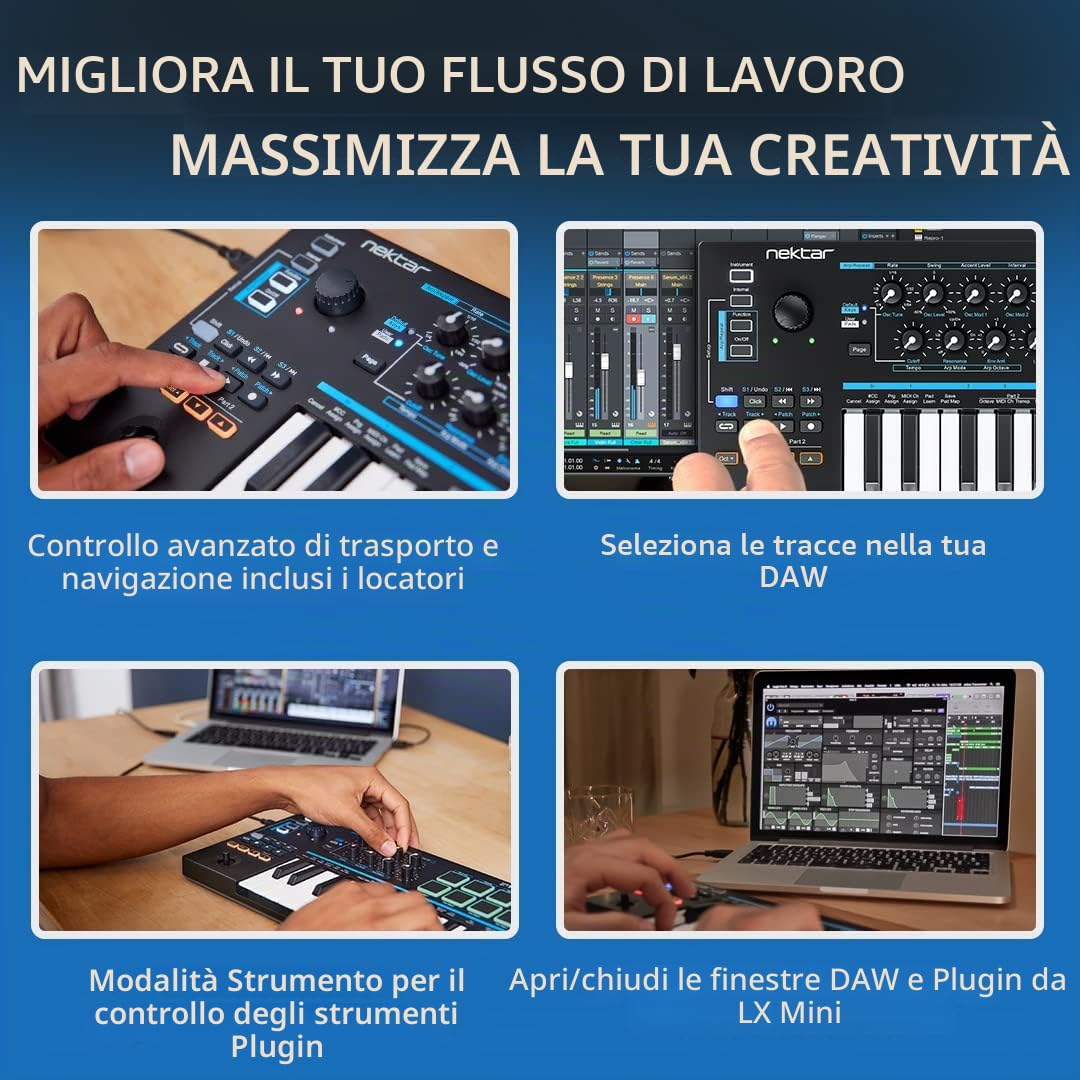 Nektar - Tastiera Impact LX Mini, colore: nero
