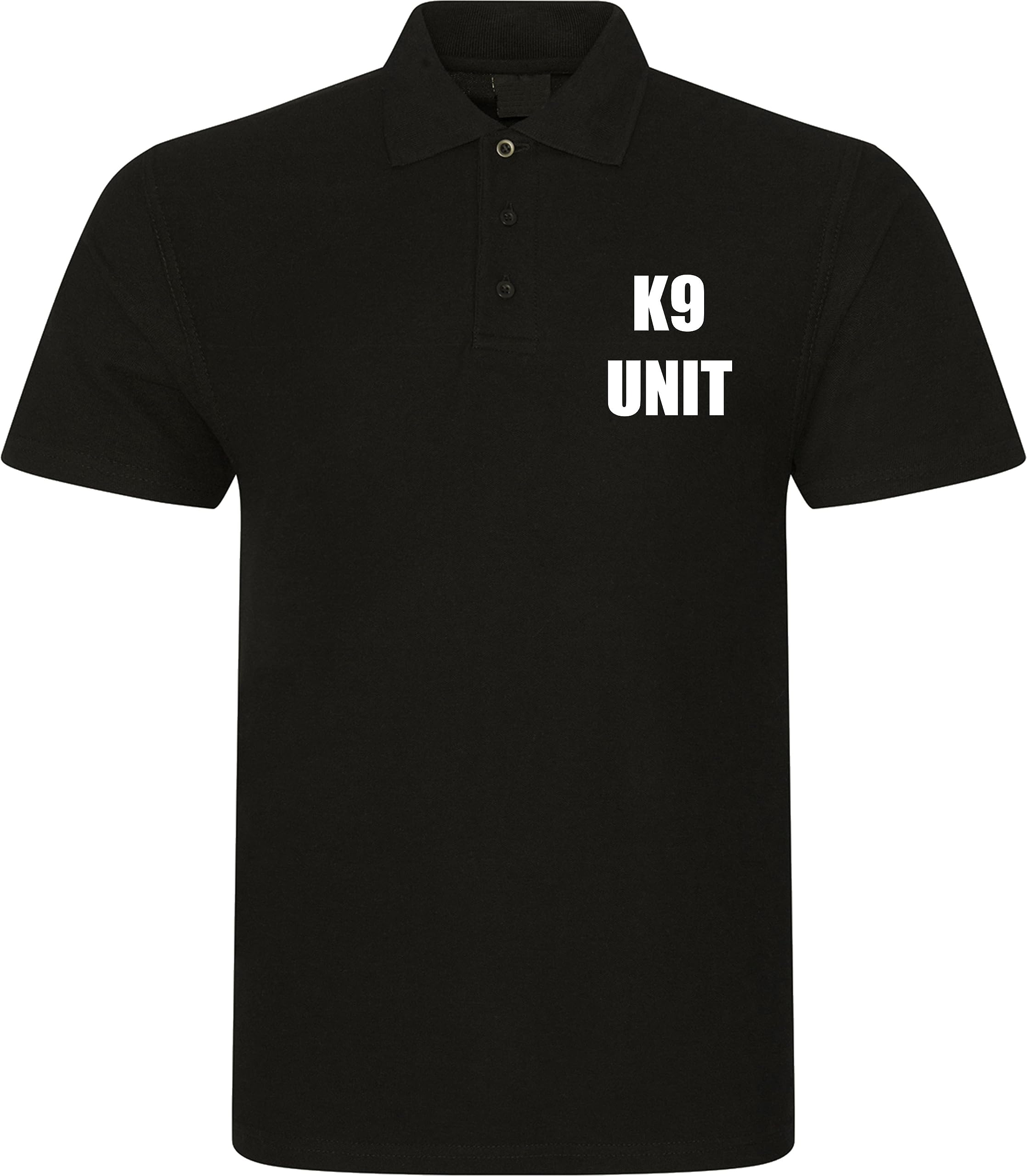 K9 Unit Dog Trainer Dog Handler Poloshirt Police Trainer Dog Security Dog Workwear Polo Shirt Training Search Operation Canine Military Tee Top Left Chest Back Printed (Black, 6XL)