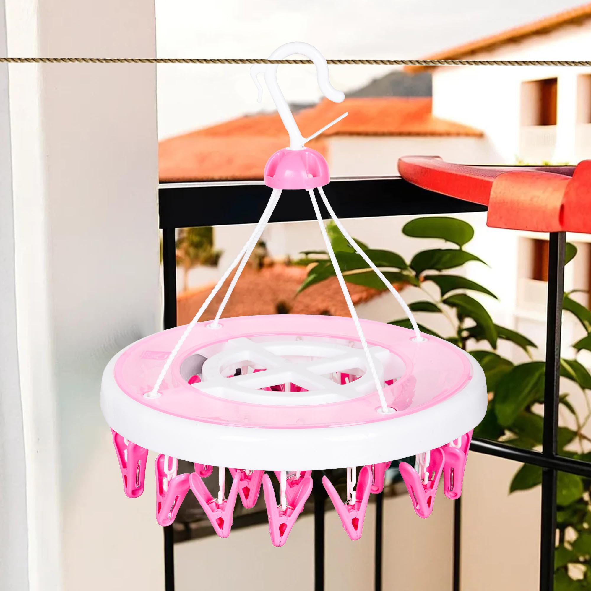Kuber Industries Cloth Drying Hanger | 24 Clips Cloth Hanger | Cloth Drying Stand | Baby Cloth Drying Pegs | Clothes Hanger Pegs | Round Cloth Drying Clips | Transparent Pink (B0CY2QHS2L) Amazon Price History, Amazon Price Tracker