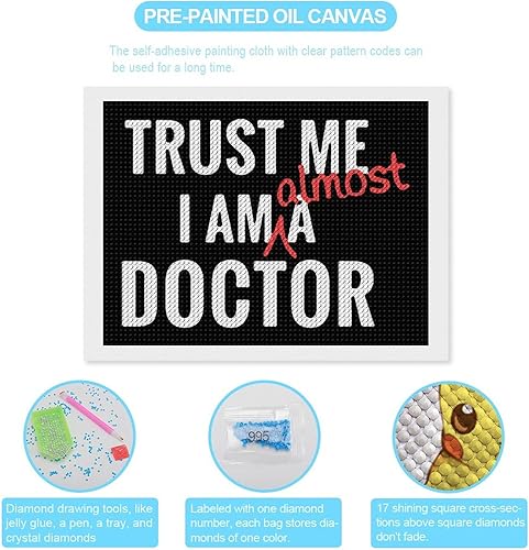 Miniatura 6 de Trust Me I'm Almost A Doctor Round Diamond Picture Kits for Adults Full Drill Wall Art Gift Home Decor