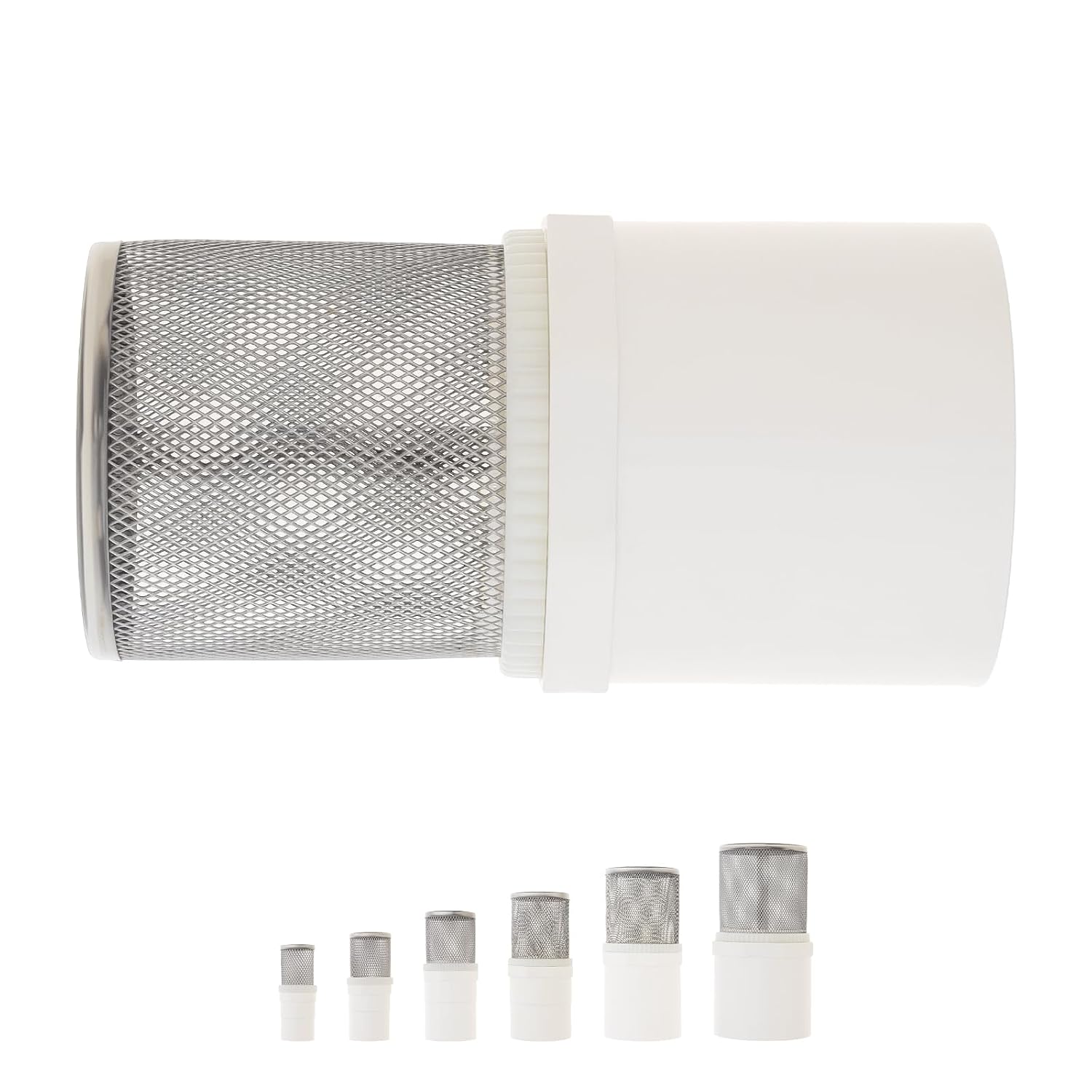 3/4 Inch Stainless Steel Filter Cover Suction Strainers Set PVC Connectors for Garden Hose Irrigation Pump Suction Strainer