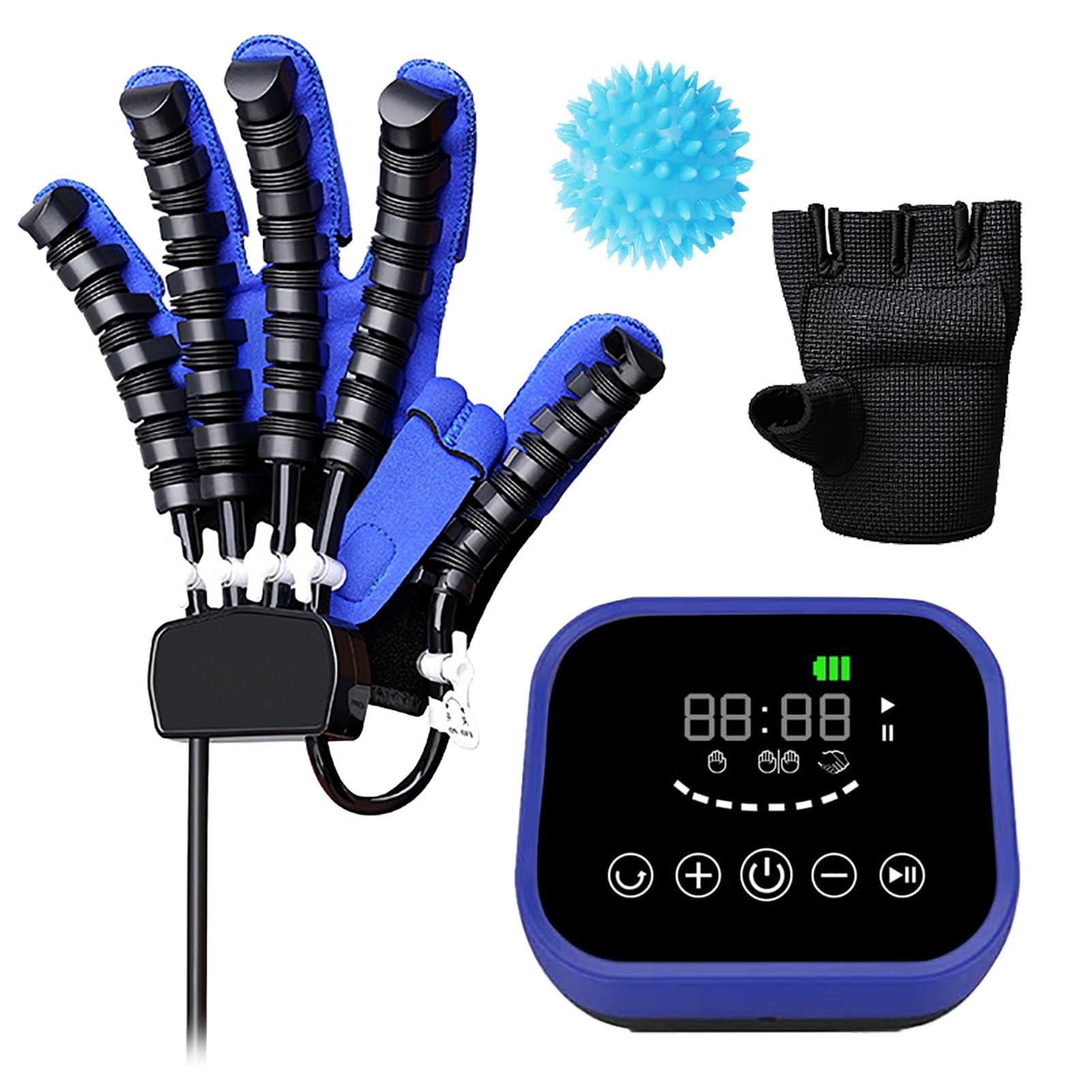 Guanti Robot Per Riabilitazione, Ortesi Per Dita, Attrezzatura Per Allenamento Per La Riabilitazione Dell'emiplegia Da Ictus, Per Il Recupero Della Funzione Della (Size:L,Color:Mano destra blu)