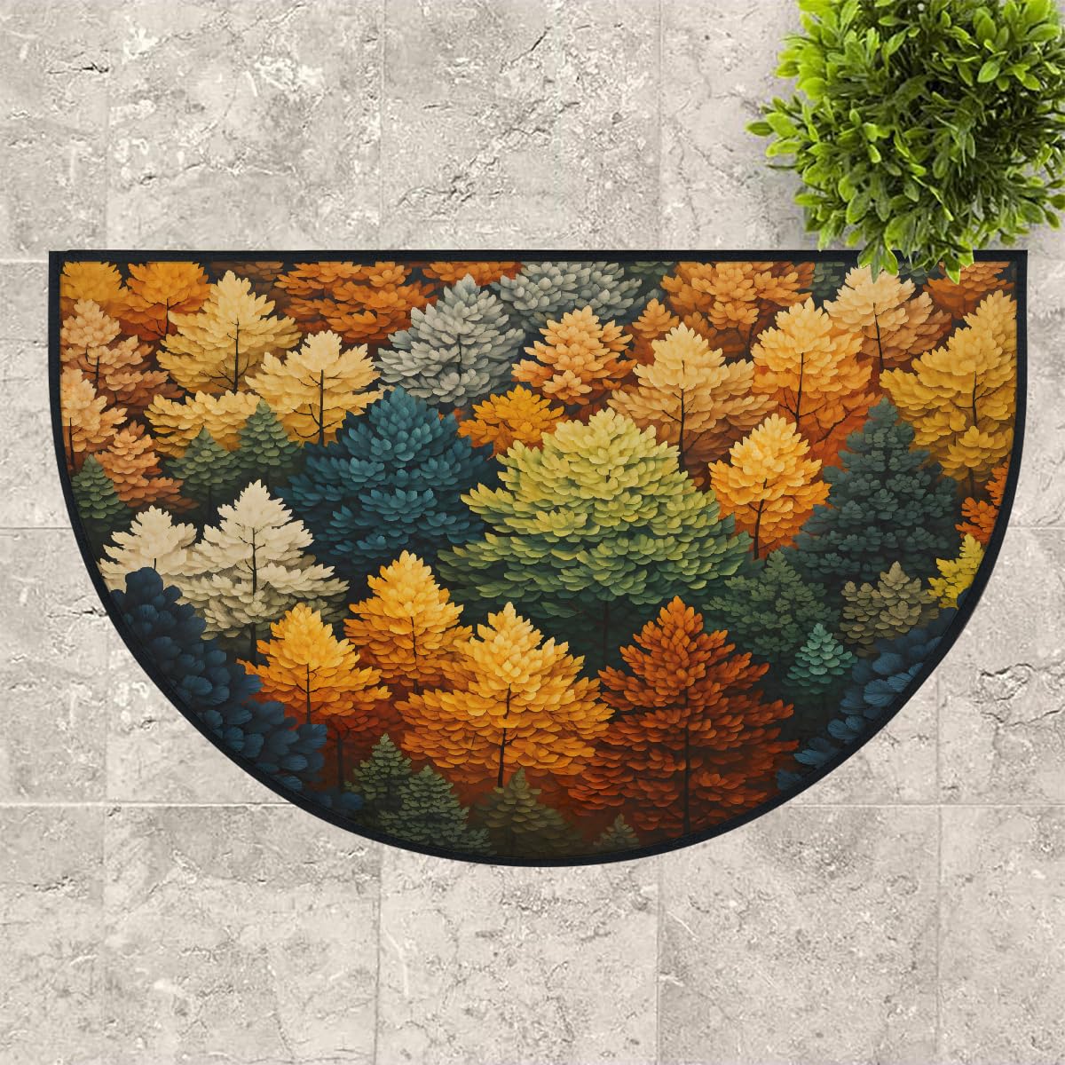 Mexpekil Paillasson demi-lune en demi-lune pour intérieur et extérieur - Tapis de sol antidérapant - Lavable - Absorbant la saleté - 100 x 160 cm