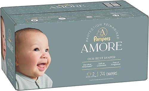 Miniatura 15 de Pampers Amore, talla 2 (10-22 libras), 74 unidades, nuestro mejor pañal