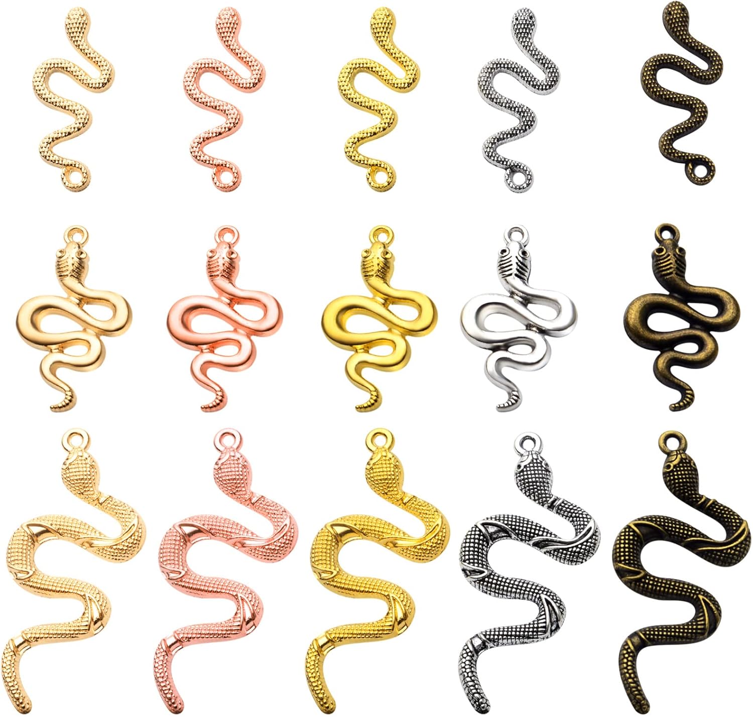 Amazon.co.jp 30個 5色 スネークチャーム ペンダント 合金 ミックススタイル スネークサーペントチャーム クラフトサプライ