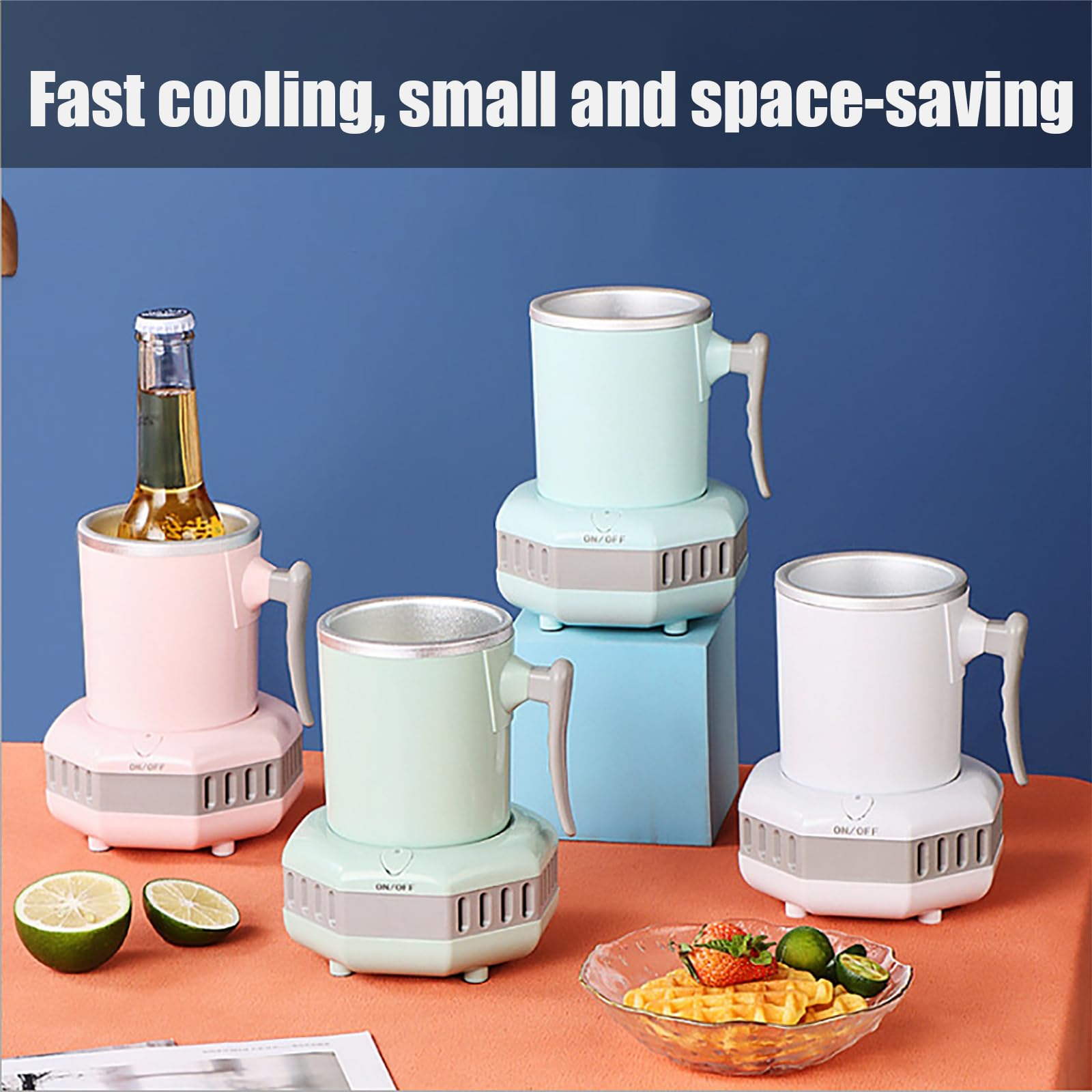 Tasse de refroidissement rapide de 420 ml, mini réfrigérateur portable, refroidit jusqu'à 6 °C, avec conduction d'aluminium, pour la maison, le bureau (rose)