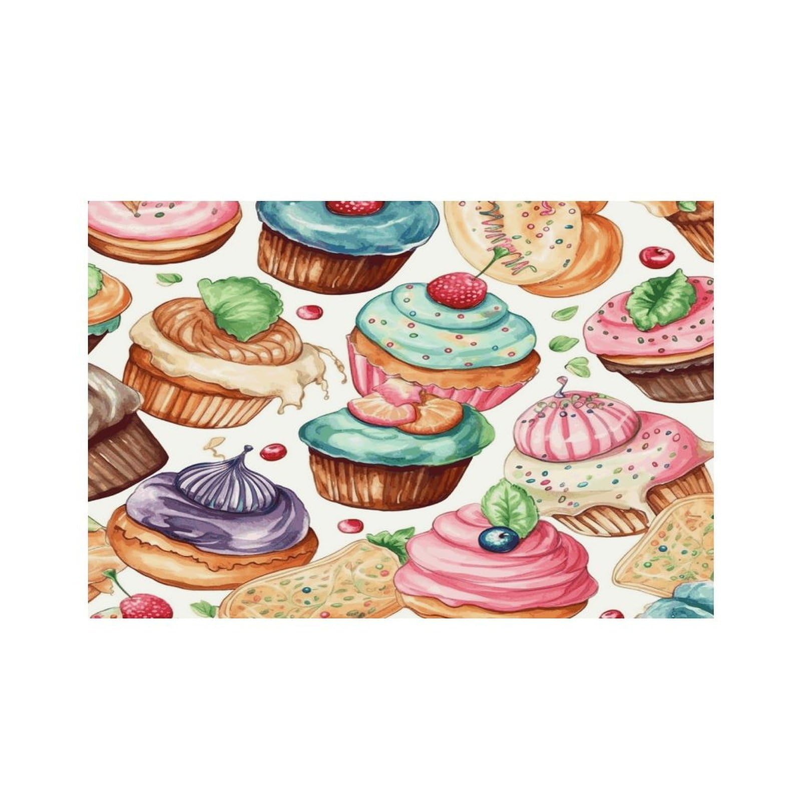 Cupcakes Donuts Muffins Sugar Placemats Non-Slip Heat Resistant Table Mats Flax Washable Cloth Place Mats Easy to Clean Premium Placemat for Kitchen Dining Table Decor Party Outdoor