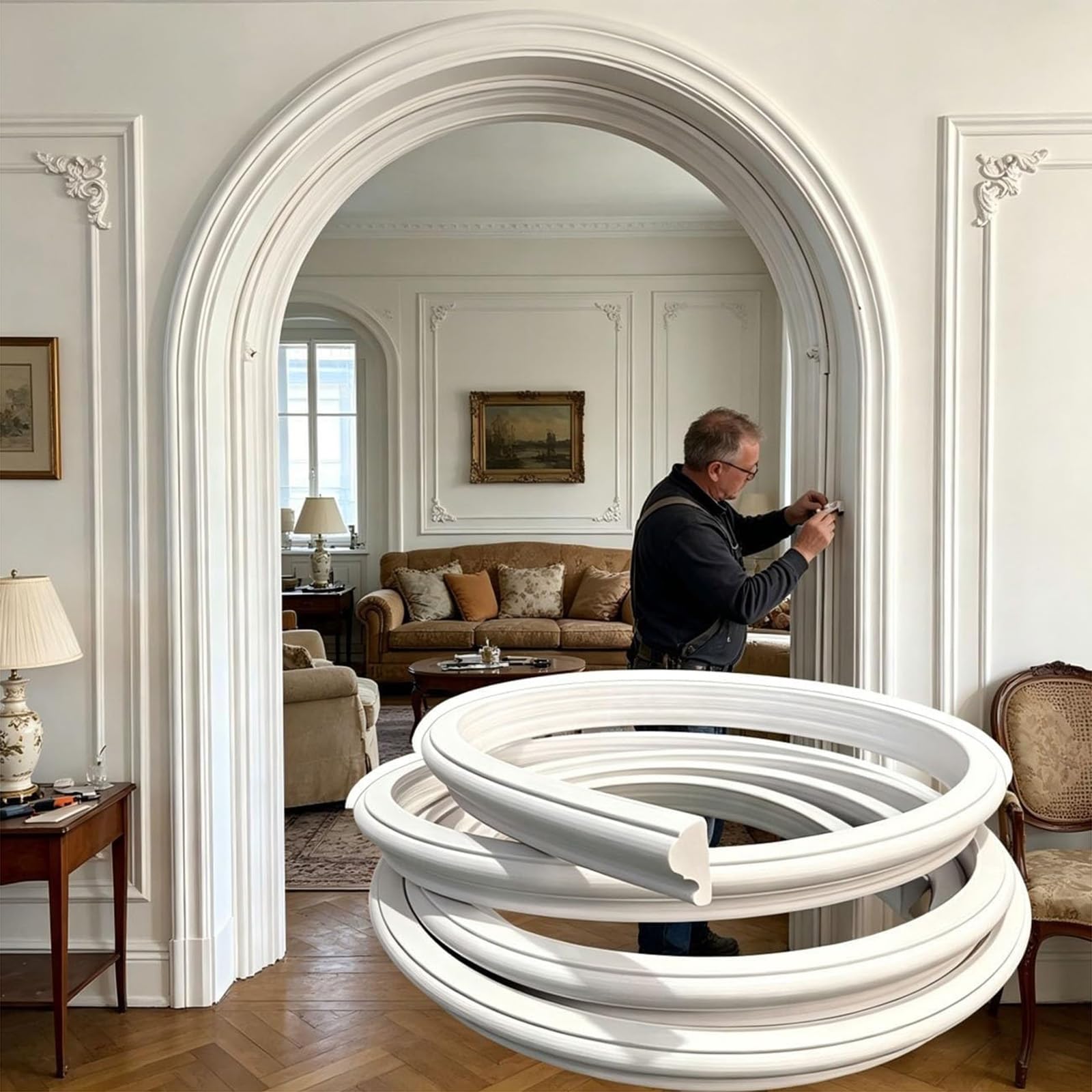 Door Arch Curved Arch Trim Molding for Interior Door, Arched Door Paintable Flexible PVC Molding Trim, Bendable Arch Doorway Edge Strip for Home Renovation,W3cm,5m(16.4ft)