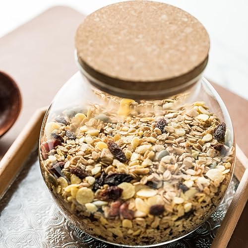 Miniatura 7 de Tarro sellado de vidrio de 35 onzas, con tapa de corcho hermética para la conservación y almacenamiento de harina, cereales, galletas, dulces,