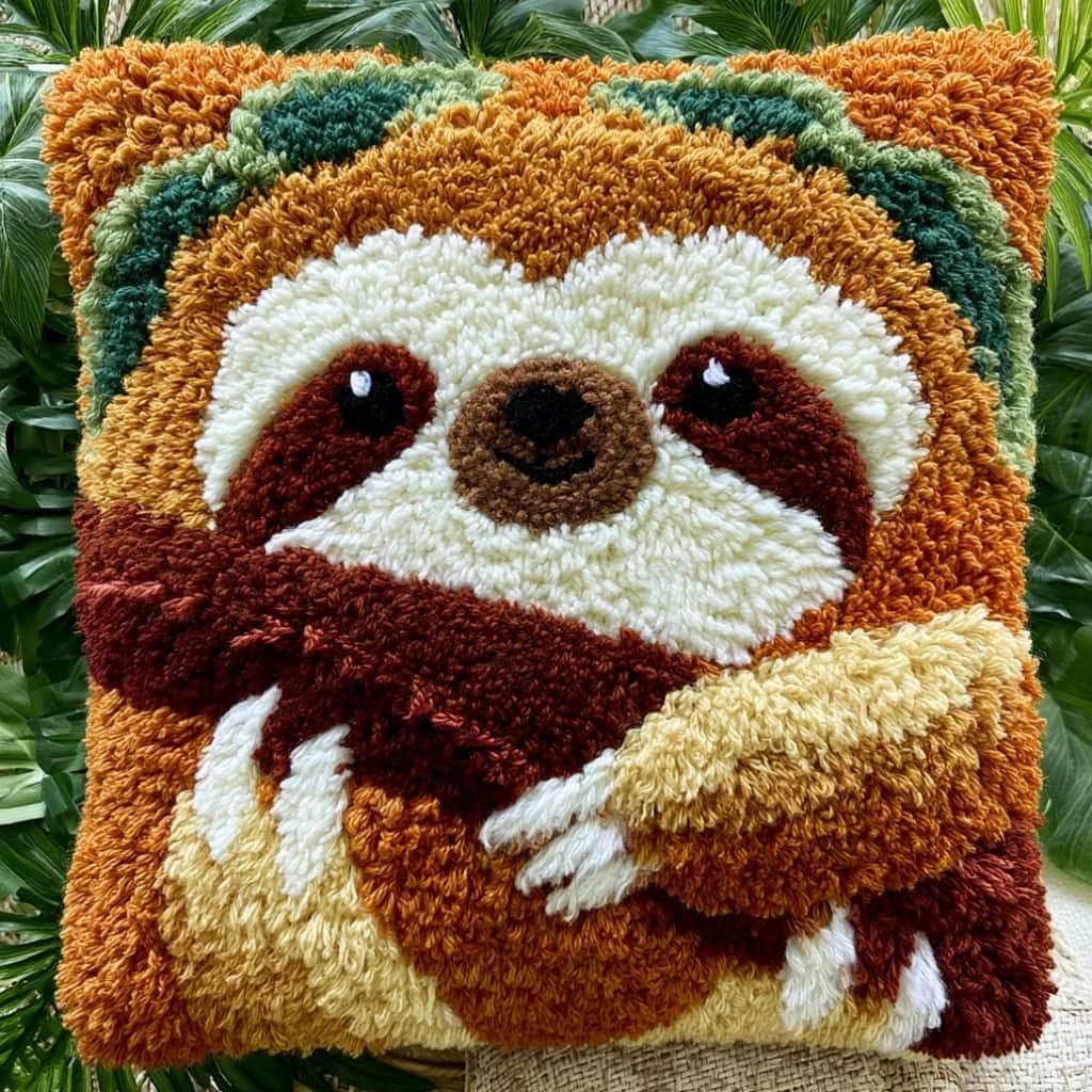 Axiangzik C Latch Hook Diy Pillow Kit,Sloth Ushion Over 43X43cm