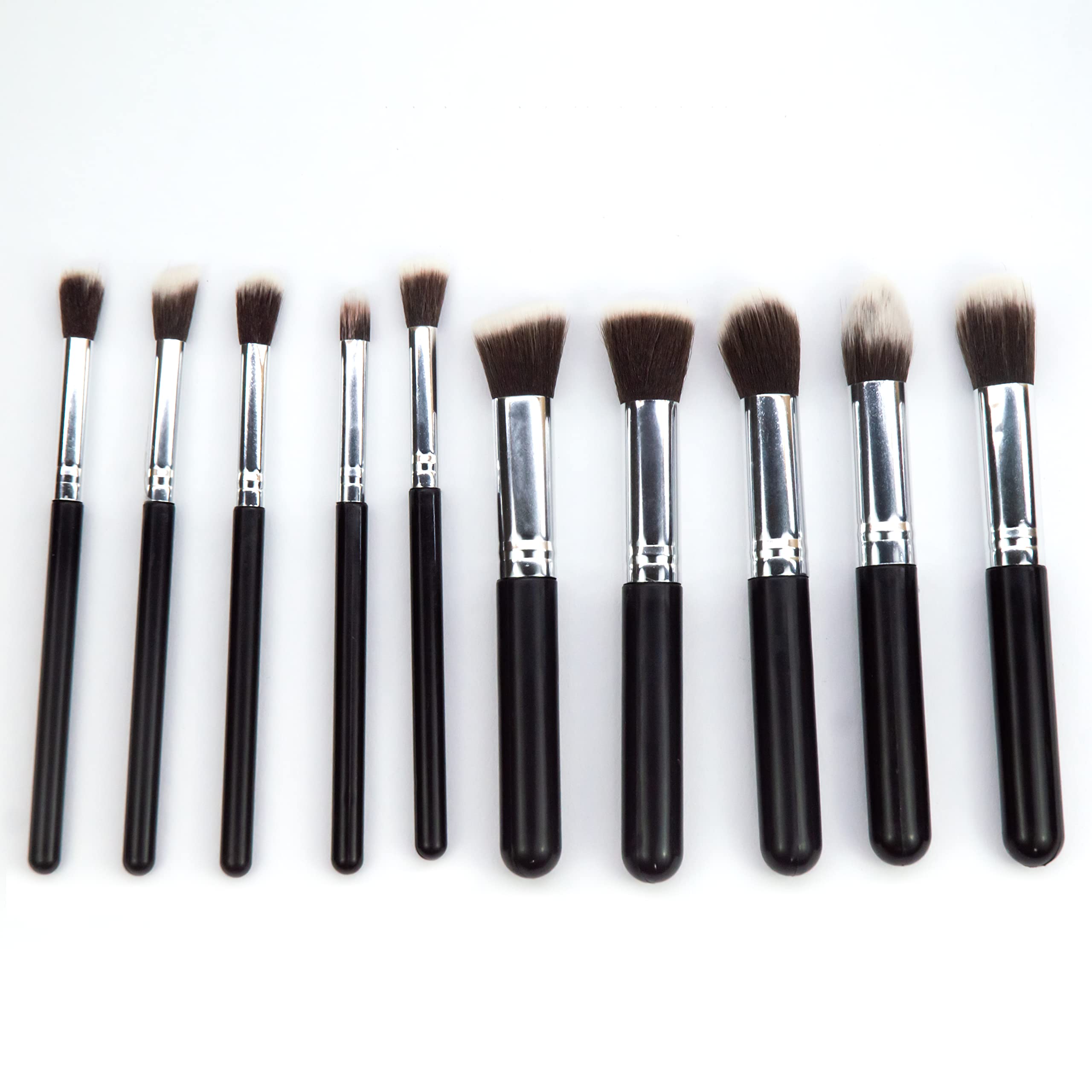 Foundation Powder Blush Concealer Contour Brushes, Perfect For Liquid, Cream or Mineral Products, Premium Synthetic Bristles For Eye and Face Cosmetic, Black Color, Pack of 10-picture-33