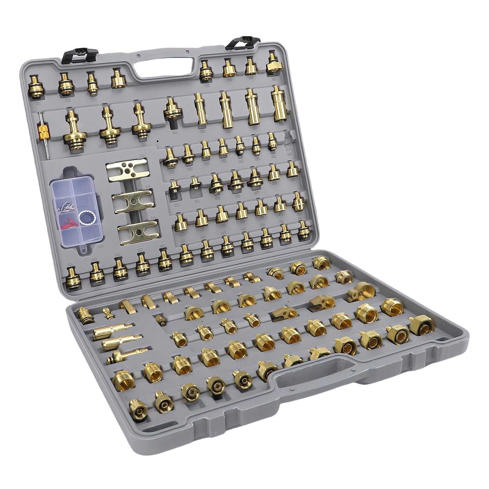 Ejoyous Kit Test AC Strumento di Rilevamento Aria Condizionata Automobilistica in Ottone Set da 130 Pezzi per Diagnosi Perdite Custodia Portatile per Meccanici di Auto Camion e Utenti Fai-da-Te