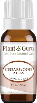 Cedarwood Atlas Essential Oil 10 ml 100% Pure Undiluted Therapeutic Grade for Skin, Body and Hair Growth. Great for Aromatherapy Diffuser and DIY Soap Making