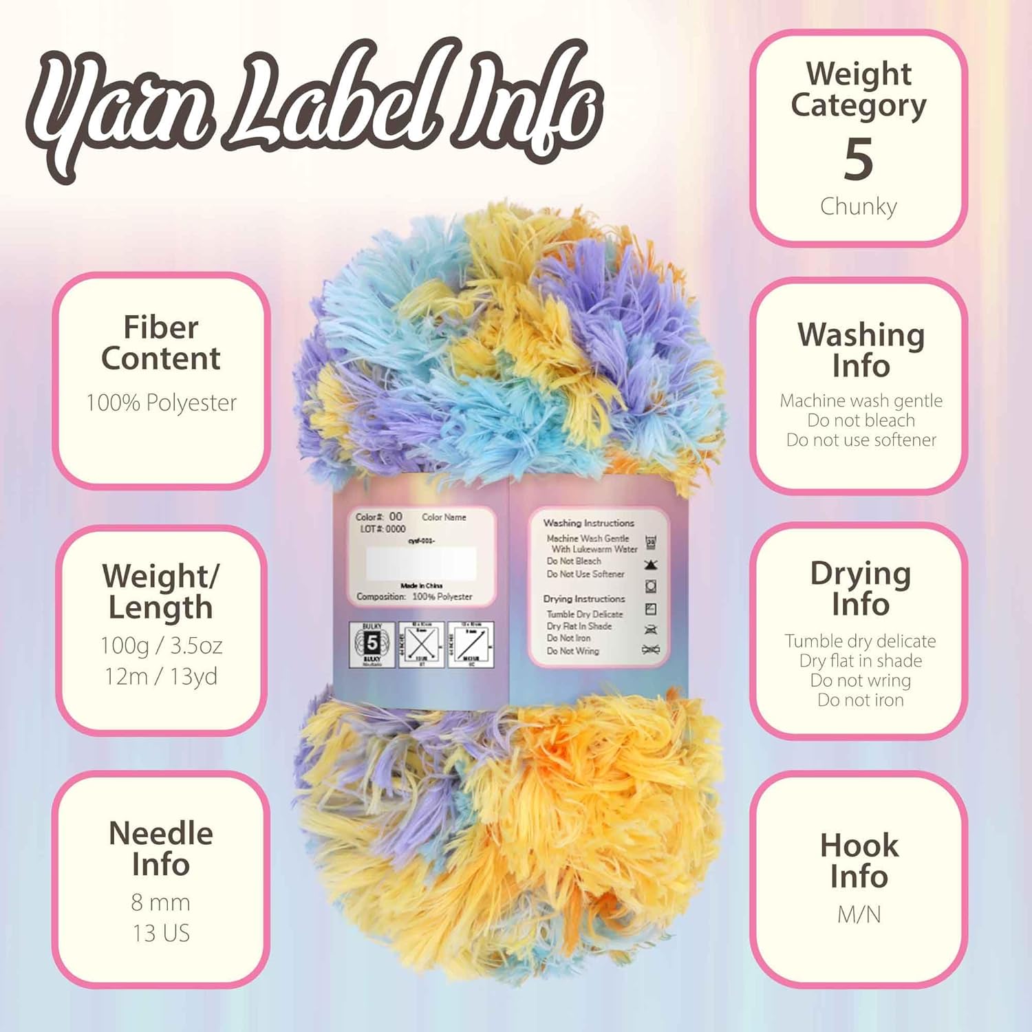 JubileeYarn Warm Fuzzies Soft Faux Fur Yarn - Polyester Bulky Weight - 100g/Skein - Caramel- 4 Skeins