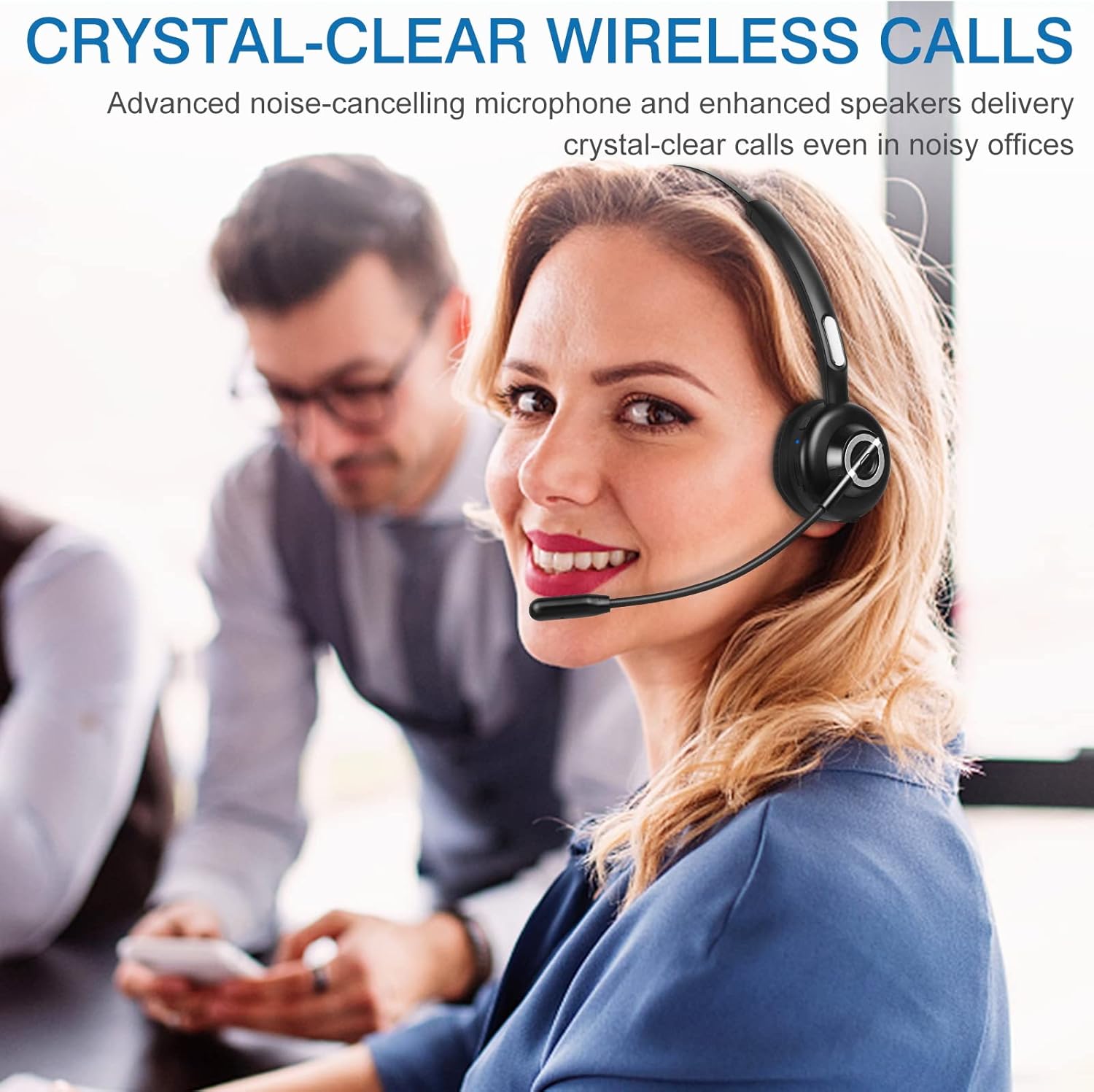 Person using UrbanX UX-M97 headset for calls