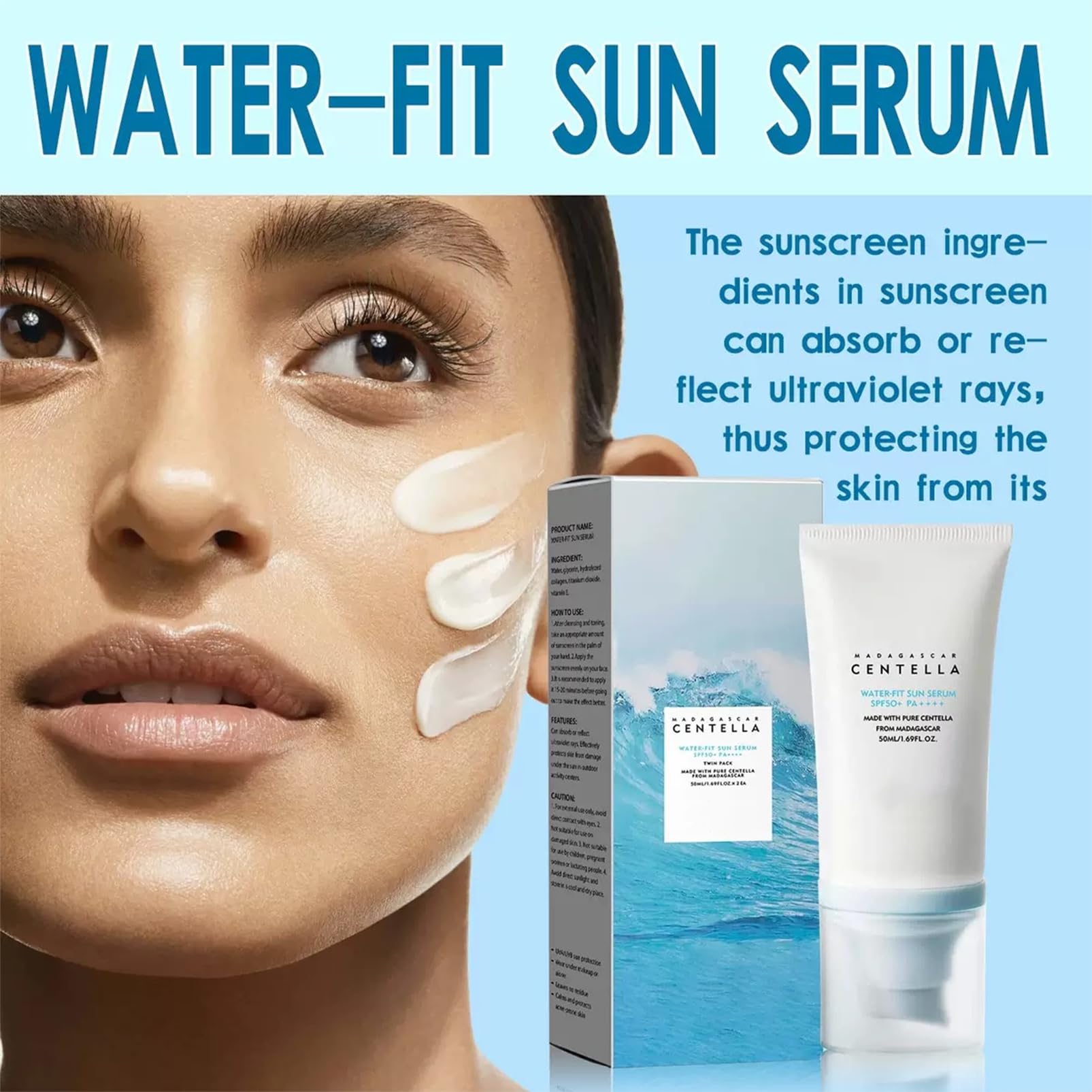 Madagascar Centella asiatica Sunscreen, SPF 50 PA+++++Centella asiatica Facial Sunscreen, Korean facial moisturizer - Image 4