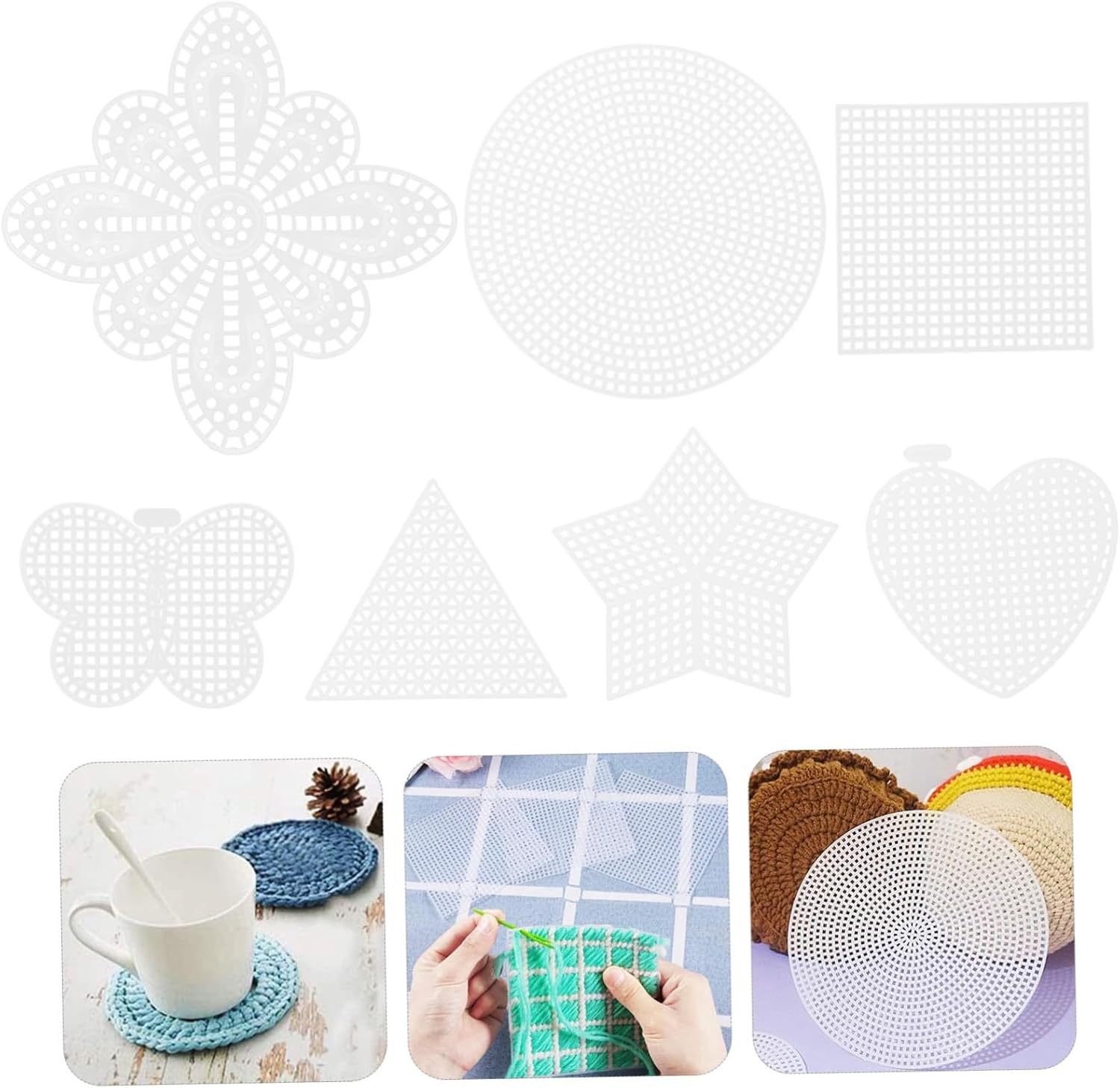 SEWACC 70sheets Cuttable DIY Mesh Sheet for Cross Stitch and Craft Projects Versatile Plastic Canvas Various Shapes for Women and Embroidery Decorations and More