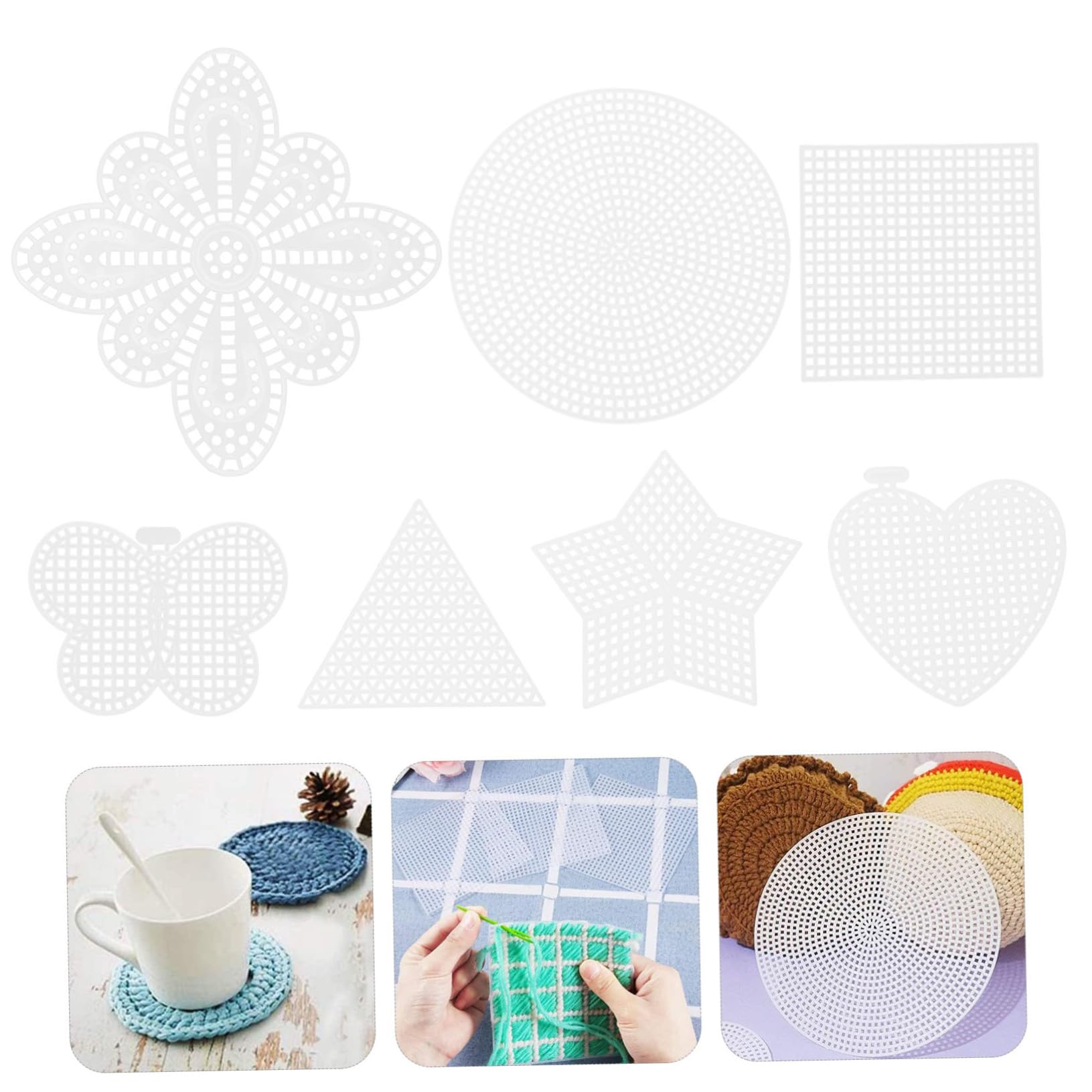 IWOWHERO 70 Sheets Plastic Mesh Sheet Cross Stitch Fabric Embroidery Canvas for DIY Projects