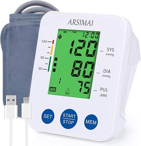 Monitor de presión arterial preciso y automático para la parte superior del brazo, monitor de presión arterial alta, pantalla LCD portátil