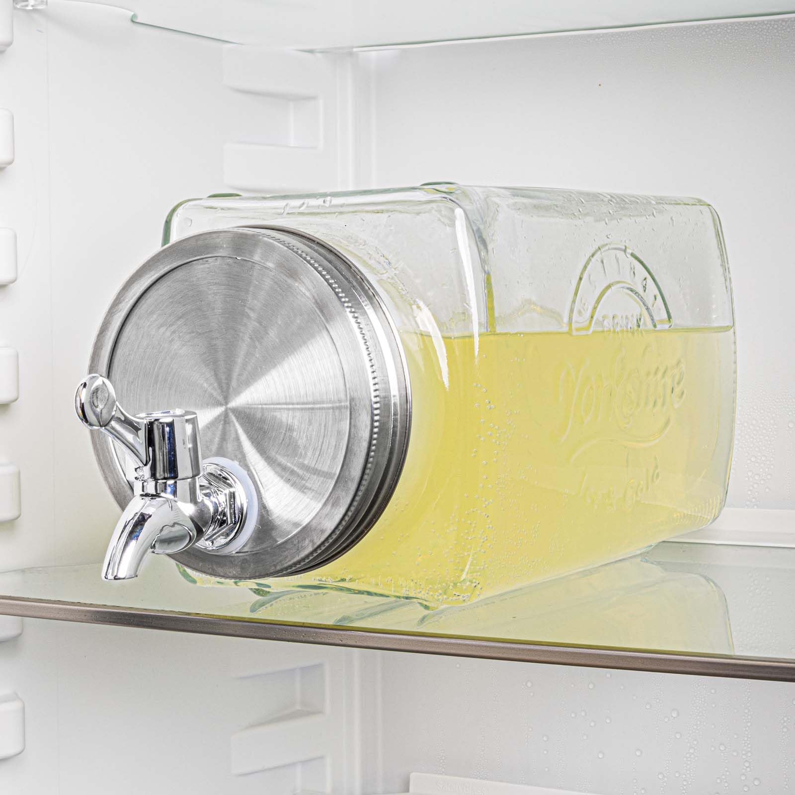 Glas Getränkespender mit Zapfhahn 2,8l Wasserspender Saft Cocktail Spender Dispenser Saftspender Retro Glaskrug Getränke