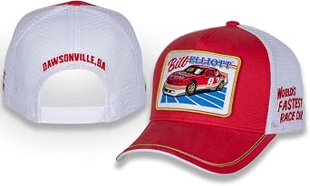 Bill Elliott #9 NASCAR Worlds Fastest Race Car Patch Red Trucker Mesh Snapback Hat