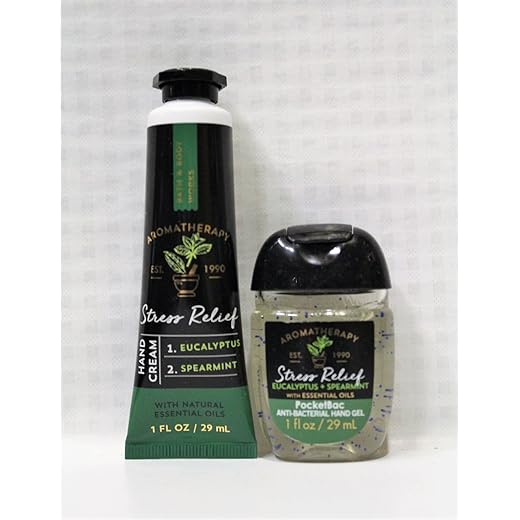 Bath & Body Works - Aromatherapy - Shea Butter Hand Cream & PocketBac Duo - Stress Relief - Eucalyptus & Spearmint - Travel Size (packaging varies)