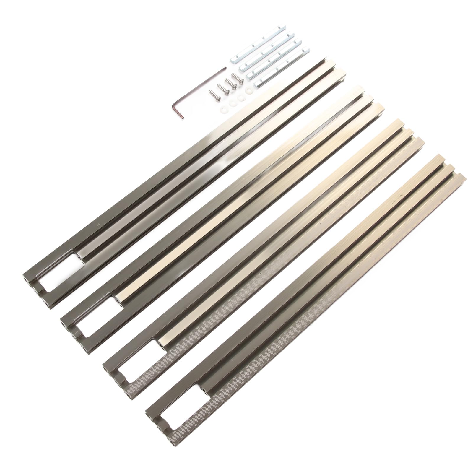 de Riel de Guía Paralelo de Aleación de Aluminio Juego de Rieles de Sierra Circular, Bloque de Límite de Riel Paralelo Ajustable para Carpintería, con Juego de Unión de