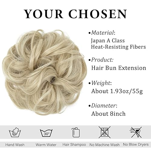 Miniatura 2 de CJL HAIR Pieza de Cabello Grande para Moño Despeinado Ondulado Rizado Coleteros Chignon Sintético Extensiones de Cabello Cola de Caballo Piezas de