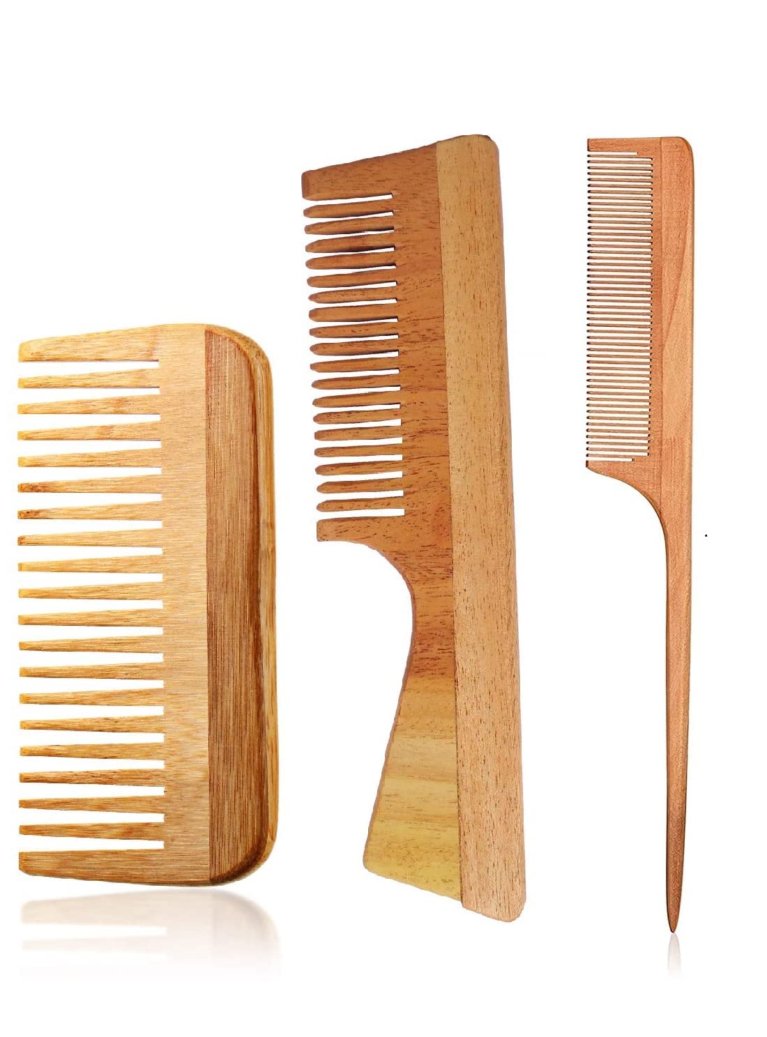 Bode Wooden Comb | Hair Comb Set Combo For Women & Men | Kachi Neem Wood Comb Kangi Hair Comb Set For Women | Wooden Comb For Women Hair Growth |Kanghi For Hair (Pack Of 3)