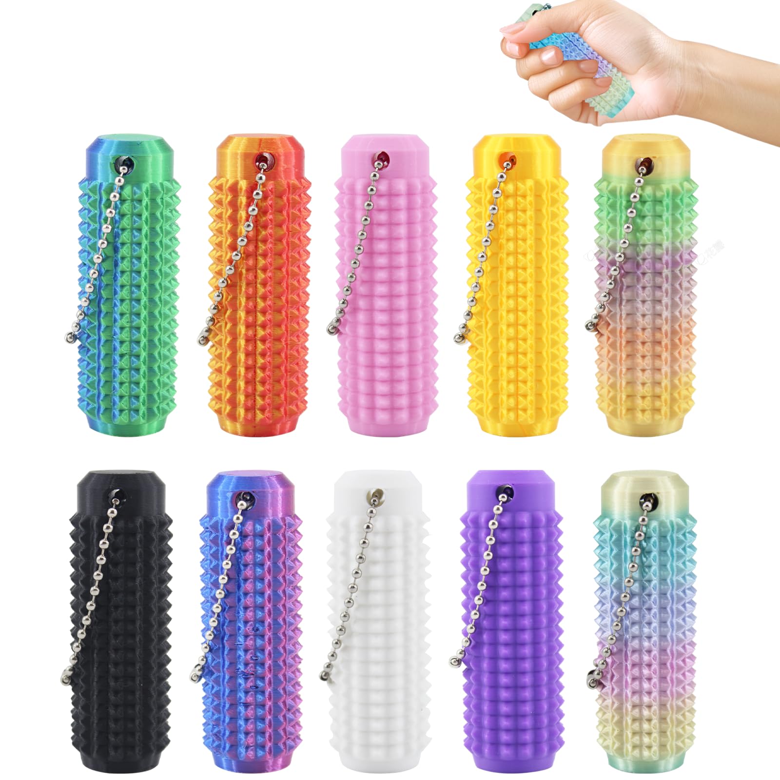 Photo 1 of 10PCS Little Ouchies Fidget,Portable Stim Toolocket-Sized Fidget Toys Sensory Keychain,3D Printed Venting Key Pendant, Stim Keychain for Anxiety Relief Positive ?