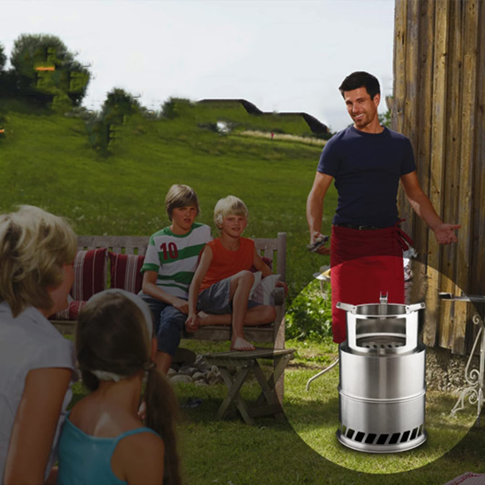 Réchaud de camping Réchaud à bois léger, réchaud de camping, réchaud à bois, réchaud de tente, poêle à bois portable pliable en acier inoxydable pour camping, randonnée, sac à dos, pique-nique et ba