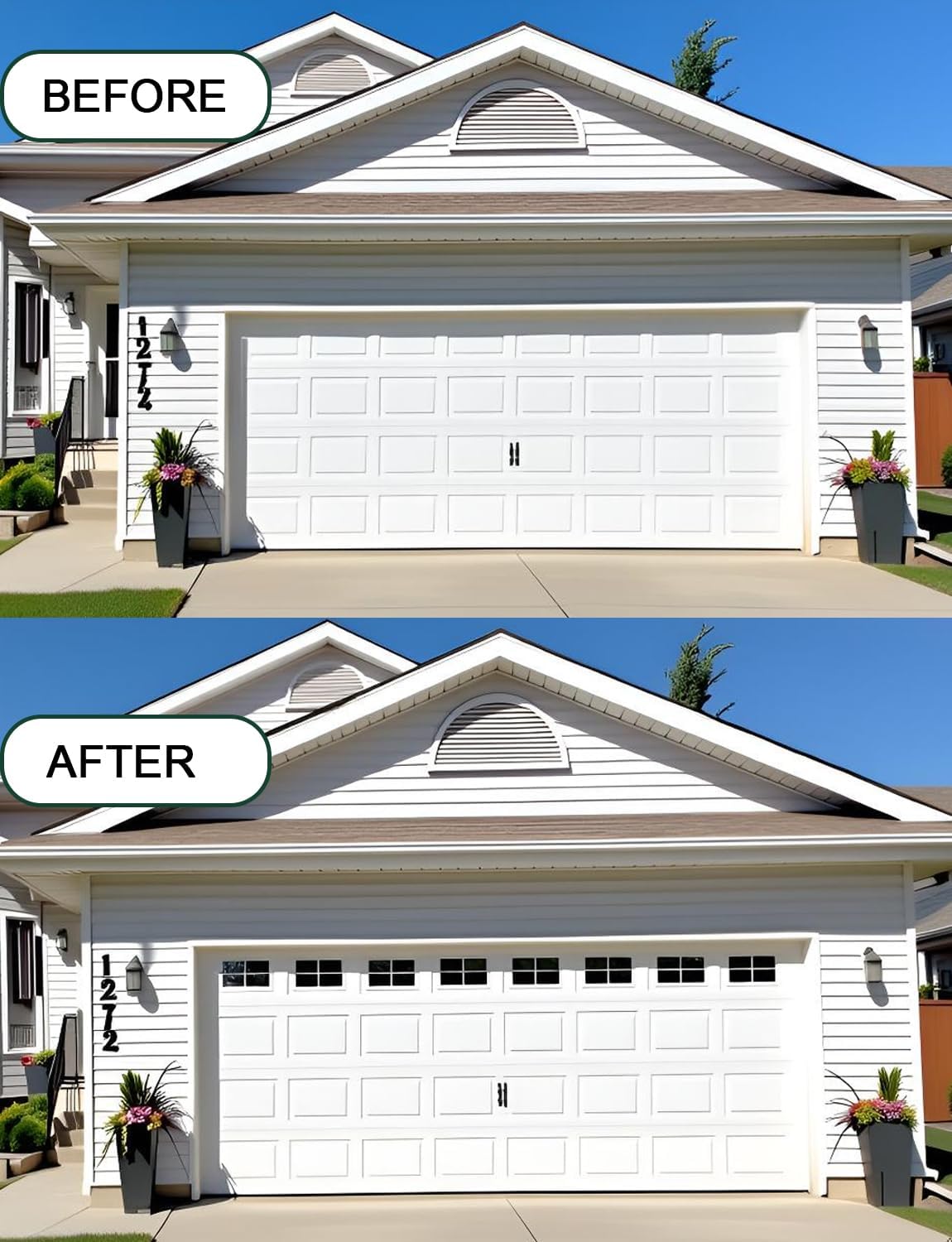 32Pcs Strong Magnetic Fake Windows for 2 Car Garage Door - Glossy Realistic Look, No-Tools Install in 10 Mins & Won't Fall Off Decorative Hardware (6" x 4")