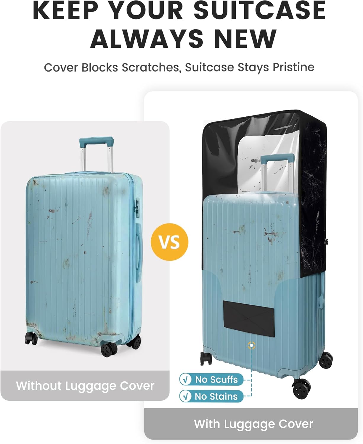 Travelkin Clear Luggage Cover Protectors For Suitcase Transparent TPU Suitcase Cover Protector Fit 18-32 Inch Luggage - Image 6