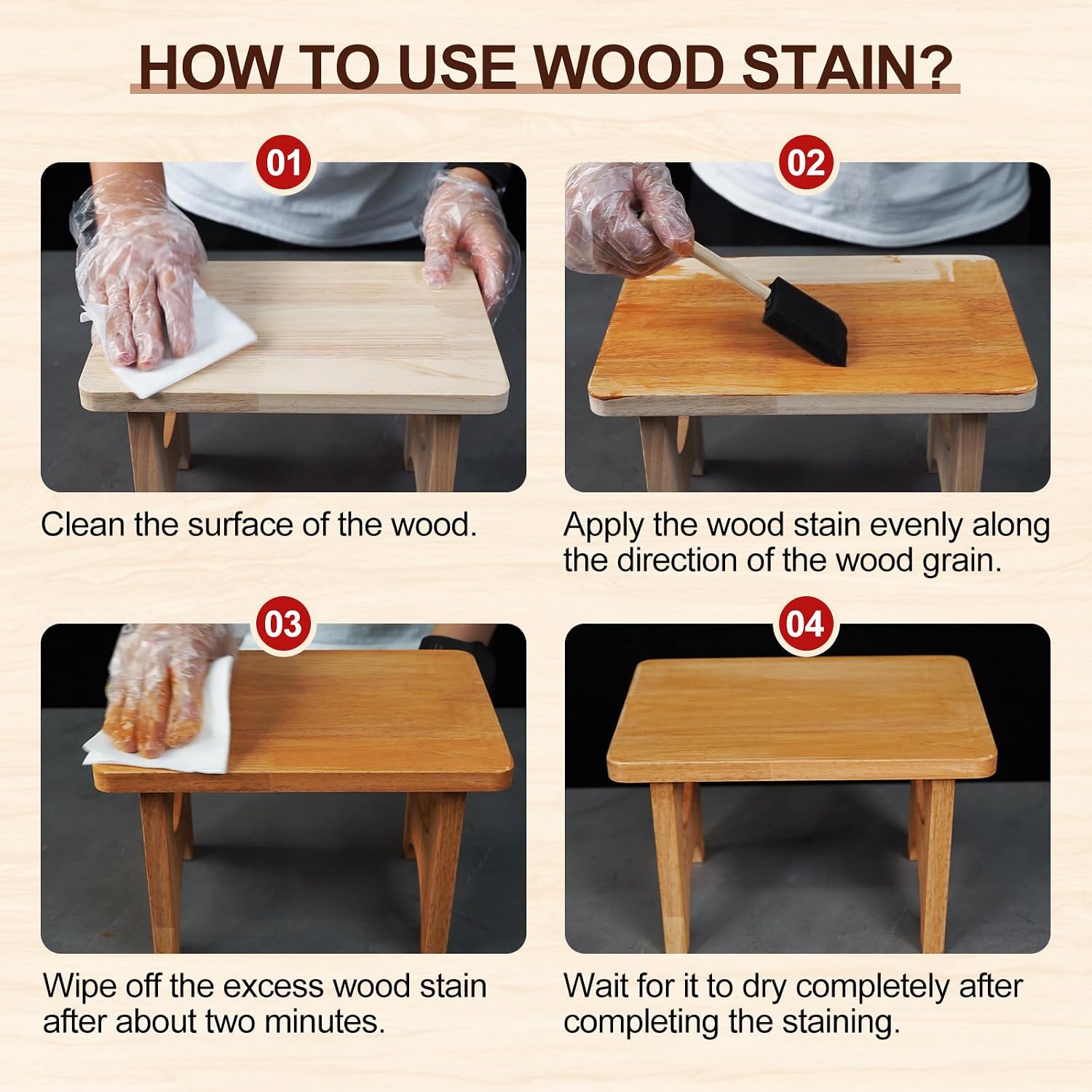 Boncart Water-Based Wood Stain, 8.45FL.OZ/250mL Stain for Wood, Suitable for Staining Indoor and Outdoor Wooden Items and Furniture, Non-Toxic, Multiple Finishes (Teak)