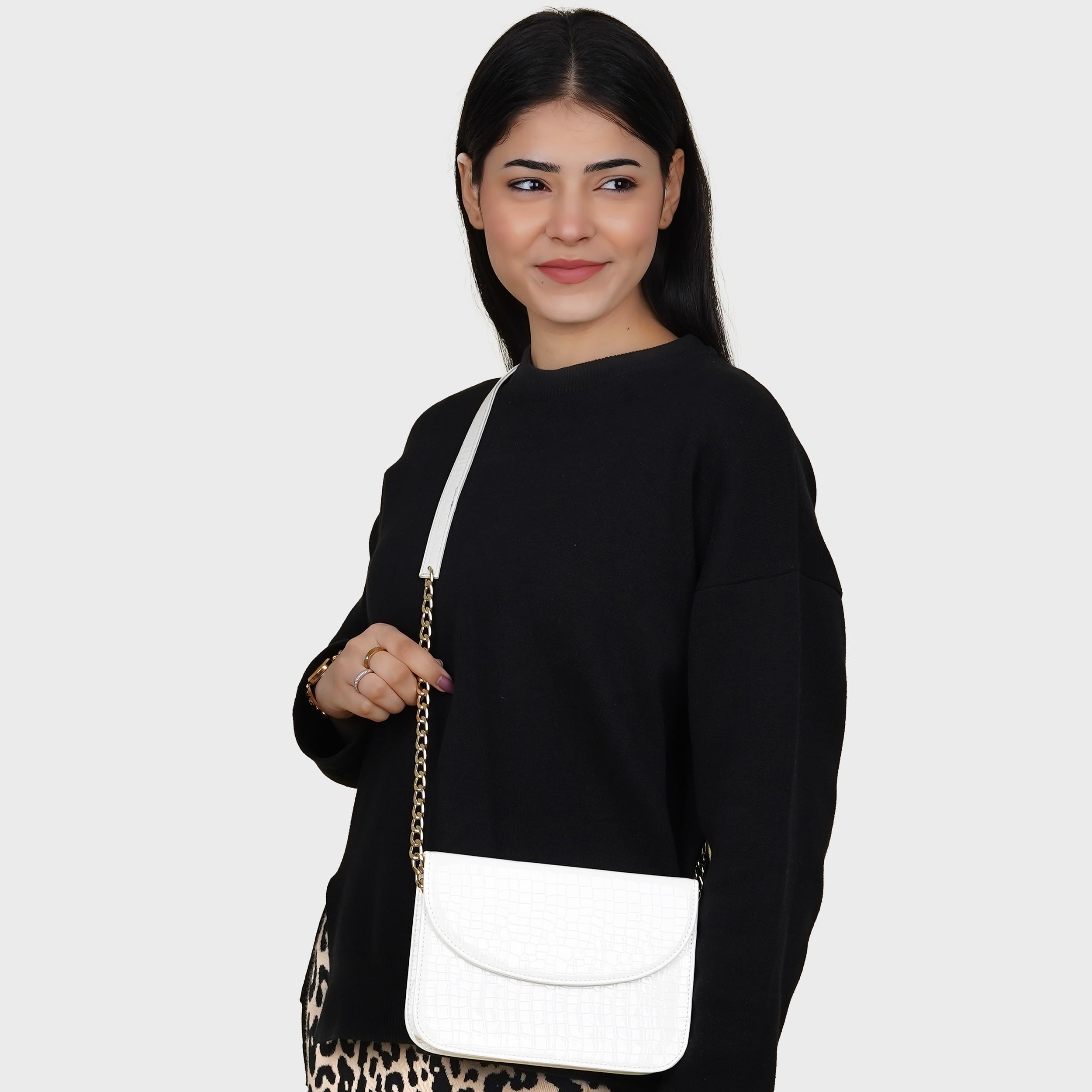 The Wallet Store Premium Brick Style Leather Sling Bag - White