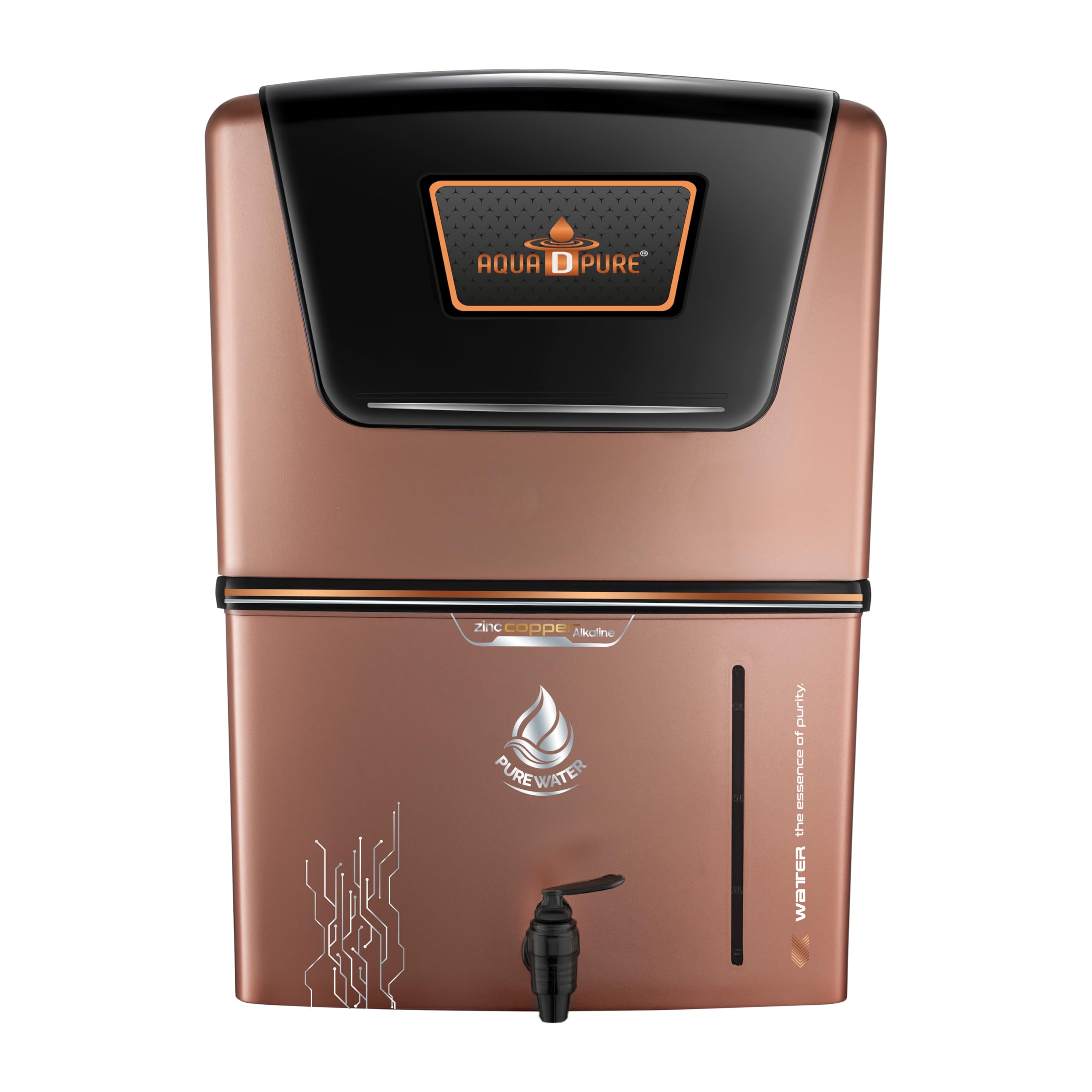 AQUA D PURE Zinc-Copper Alkaline RO Water Purifier | Multi-Stage Filtration with Mineral Booster | Wall Mount/Countertop | Pure & Healthy Drinking Water
