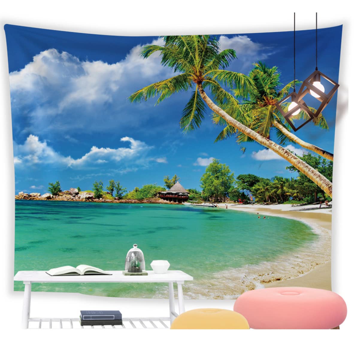 Amazon.co.jp: SGNYXH 夏の風景画 タペストリー A150*150 ビーチと海