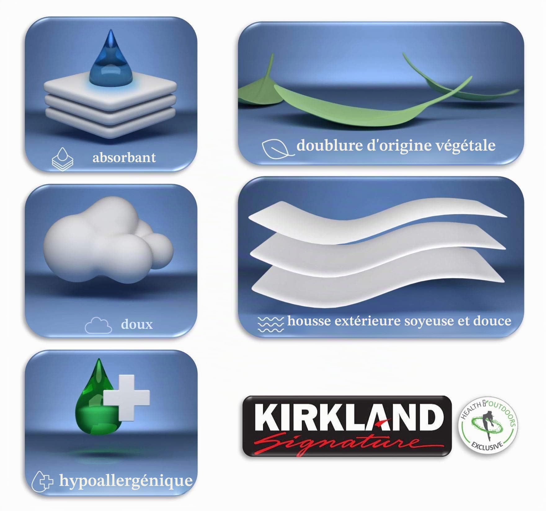 Kirkland Signature Lot de 150 couches Taille 5 12,2 kg + lingettes hygiéniques et extérieures