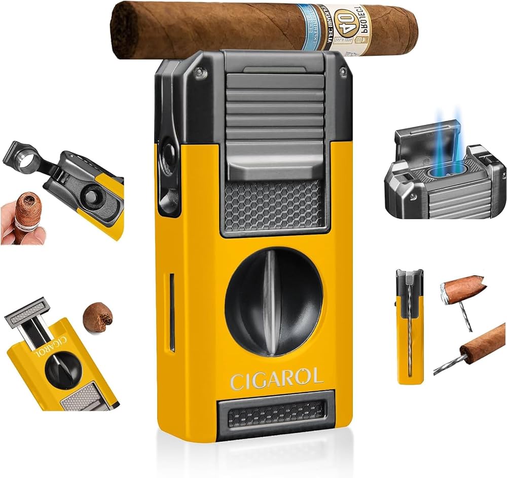 briquet pour cigarette CIGAROL Briquet, 5 en 1 Briquet Tempête ave Coupe-Cigare en V