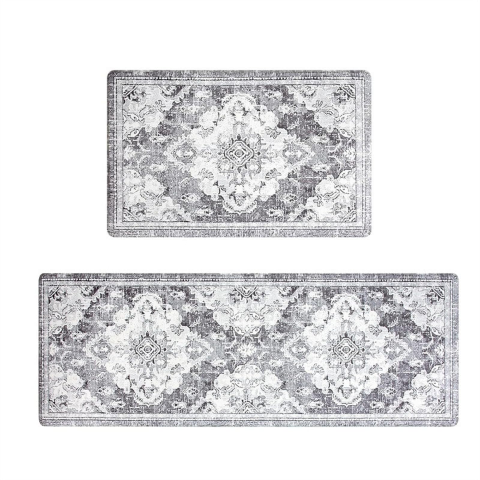 Tappeto Cucina 50X80Cm+50X60Cm Grigio Chiaro Moderni Tappetini Da Cucina 2 Pezzi,Antiscivolo Impermeabile Tappeti Da Cucine,Lavabile, Adatto Per Corridoi, Cucine, Bagni